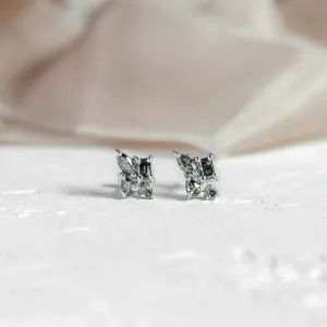 Gold cluster earrings with salt and pepper diamonds QUATRO Thumbnail