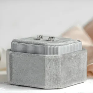 Gold minimalist earrings with salt and pepper diamonds SIRIUS Thumbnail