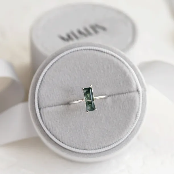 Ring with baguette moss agate ALVA Image