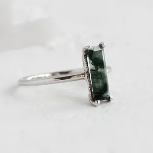 Ring with baguette moss agate ALVA Thumbnail
