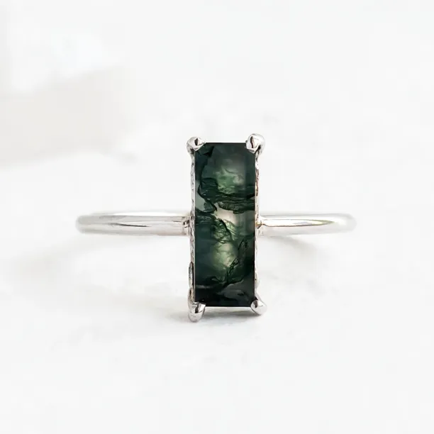 Ring with baguette moss agate ALVA Image