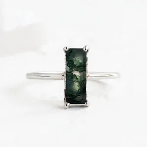 Ring with baguette moss agate ALVA Thumbnail