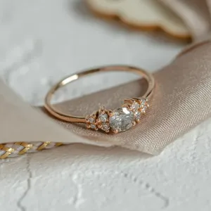 Elegant engagement ring with salt and pepper diamond ANGELA Thumbnail