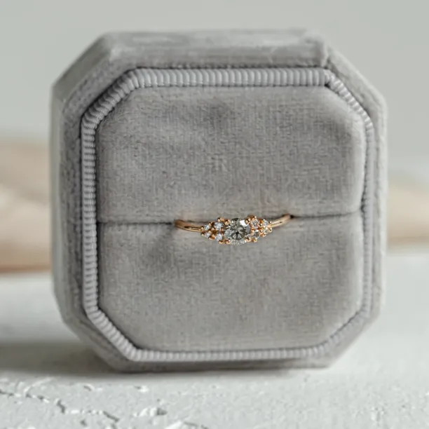 Elegant engagement ring with salt and pepper diamond ANGELA Image