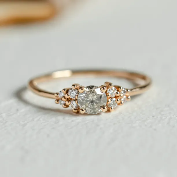 Elegant engagement ring with salt and pepper diamond ANGELA Image
