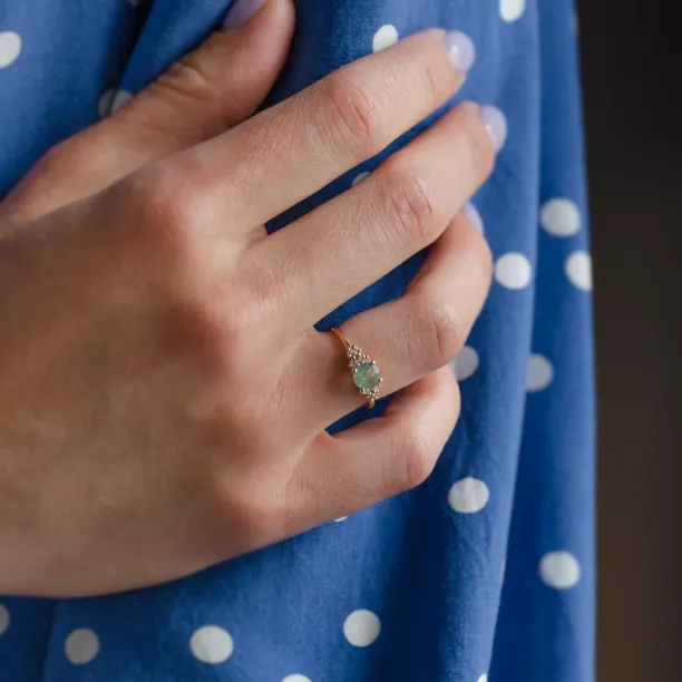 Gold moss agate ring with diamonds EDDIE Image