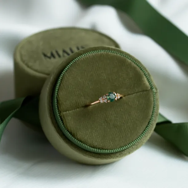 Gold moss agate ring with diamonds EDDIE Image