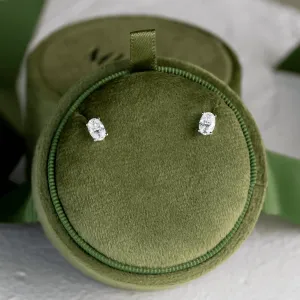 Gold minimalist earrings with oval moissanites CAROLYNE Thumbnail