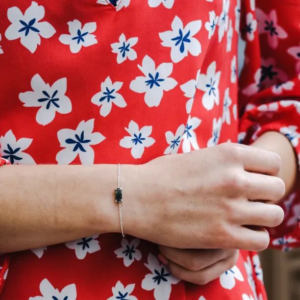 Zlatý náramek s baguette mechovým achátem SINDAR Image