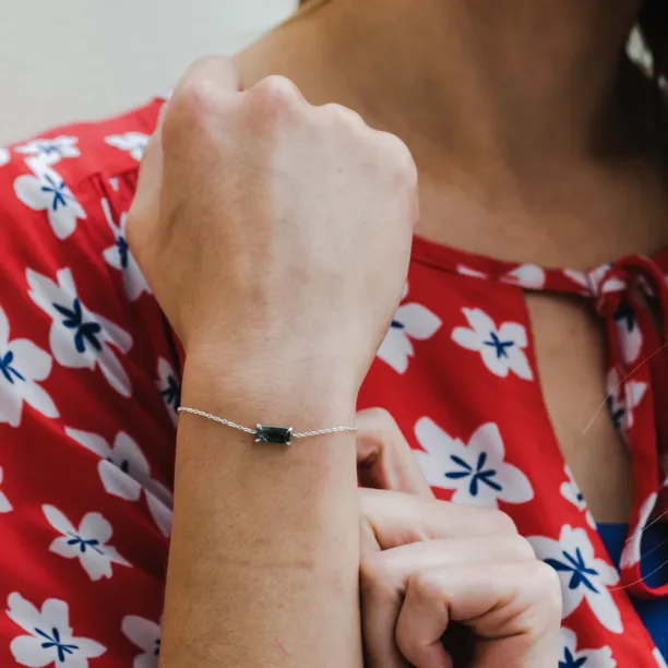 Zlatý náramek s baguette mechovým achátem SINDAR Image