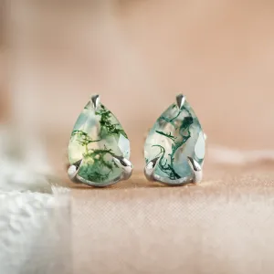 Zlaté náušnice s pear mechovými acháty ARDY Thumbnail