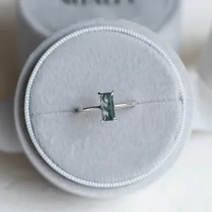 Elegant ring with baguette moss agate FAIRY Thumbnail