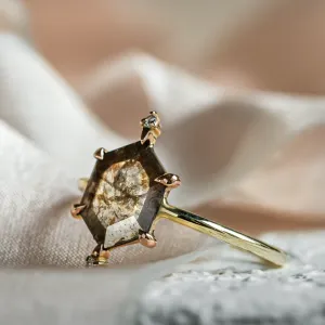 Zlatý prsten s hexagon salt'n'pepper diamantem ACHILLE Thumbnail