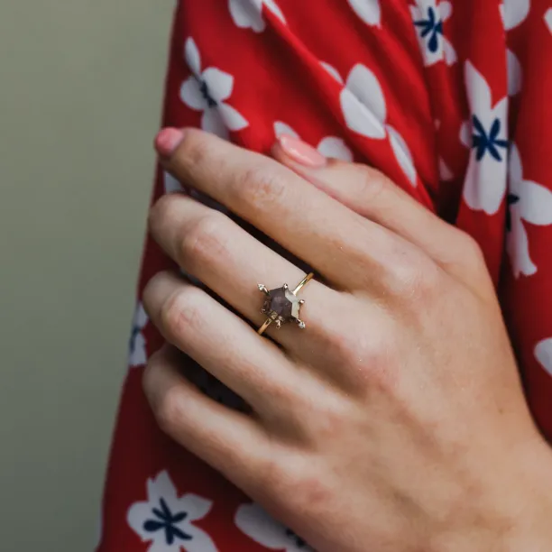 Zlatý prsten s hexagon salt'n'pepper diamantem ACHILLE Image