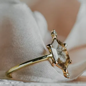 Zlatý prsten s hexagon salt'n'pepper diamantem ACHILLE Thumbnail