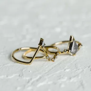 Engagement ring set with salt'n'pepper diamonds MEGHAN Thumbnail