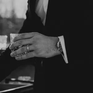 Unusual wedding bands with moon surface LUNE