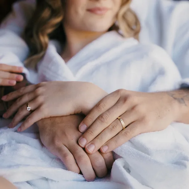 Unusual wedding bands with moon surface LUNE Image