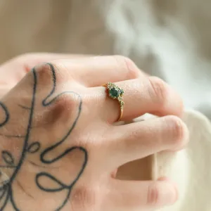 Cluster ring with moss agate and diamonds FANTASY Thumbnail