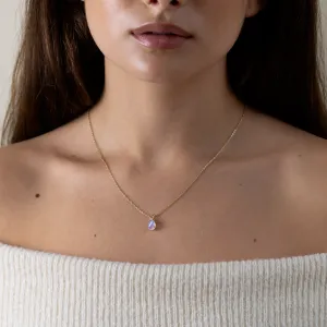 Zlatý náhrdelník s bílým opálem a diamantem BRISBANE