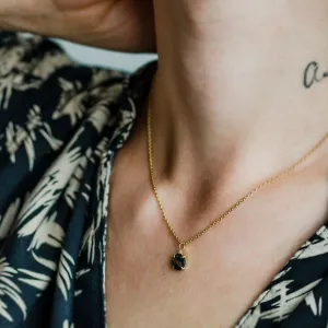 Zlatý náhrdelník s kulatým diamantem salt and pepper EUGENIE