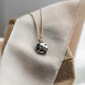 Gold necklace with round diamond salt and pepper EUGENIE Thumbnail