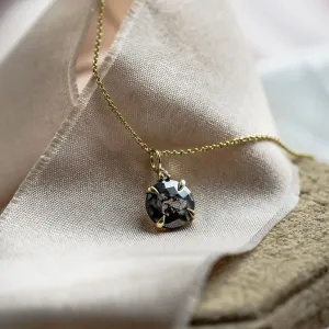 Gold necklace with round diamond salt and pepper EUGENIE Thumbnail