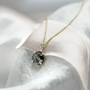 Gold necklace with round diamond salt and pepper EUGENIE Thumbnail