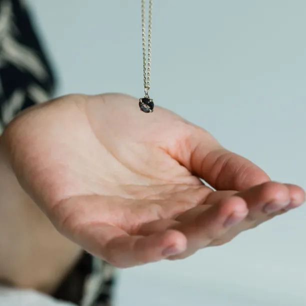 Gold necklace with round diamond salt and pepper EUGENIE Image