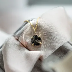 Gold necklace with round diamond salt and pepper EUGENIE Thumbnail