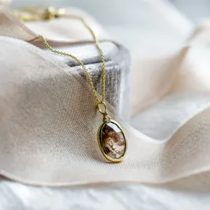Gold necklace with oval salt'n'pepper diamond VICTORIA Thumbnail