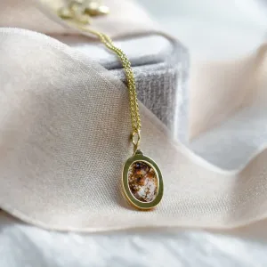 Gold necklace with oval salt'n'pepper diamond VICTORIA Thumbnail
