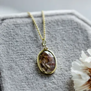 Gold necklace with oval salt'n'pepper diamond VICTORIA