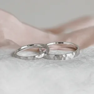 Unusual wedding bands with hammered surface BANG