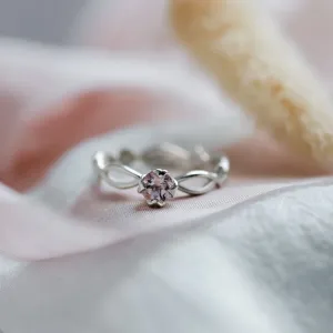 Gold ring with morganite and diamonds QUEENIE Thumbnail