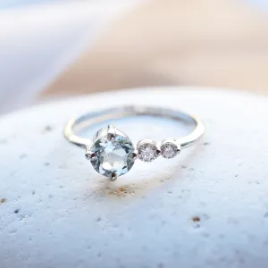 Romantic ring with aquamarine and diamonds AQUA Thumbnail