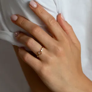 Gold ring with rutilated quartz and diamonds QUIDO