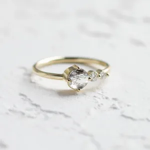 Gold ring with rutilated quartz and diamonds QUIDO Thumbnail