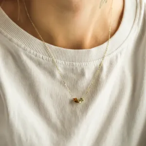 Gold necklace toi et moi with citrine and lemon quartz MEL