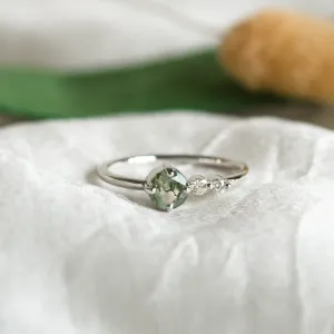 Decent ring with moss agate and diamonds FOREST Thumbnail
