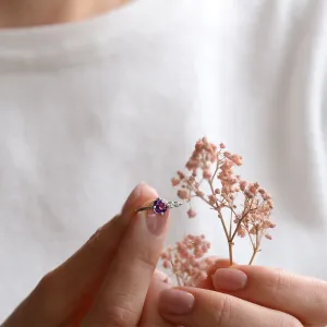 Gold ring with purple amethyst and diamonds AMO Thumbnail