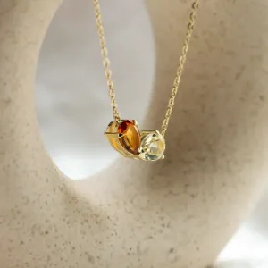 Gold necklace toi et moi with citrine and lemon quartz MEL Thumbnail