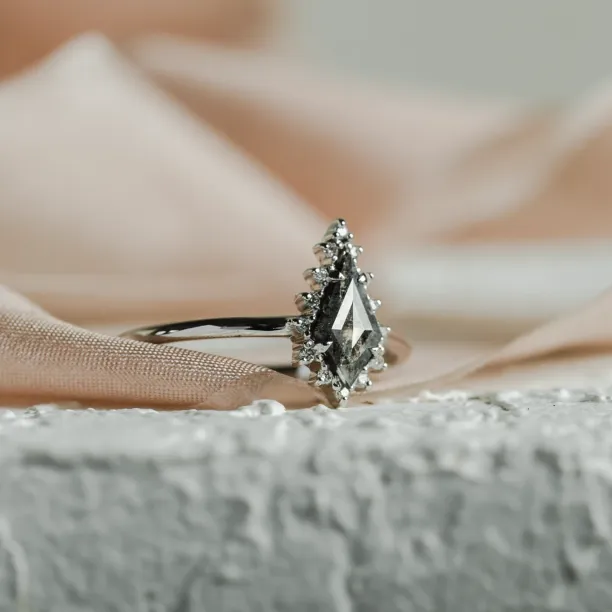 Zlatý cluster prsten se salt'n'pepper diamanty DOMIZOS Image