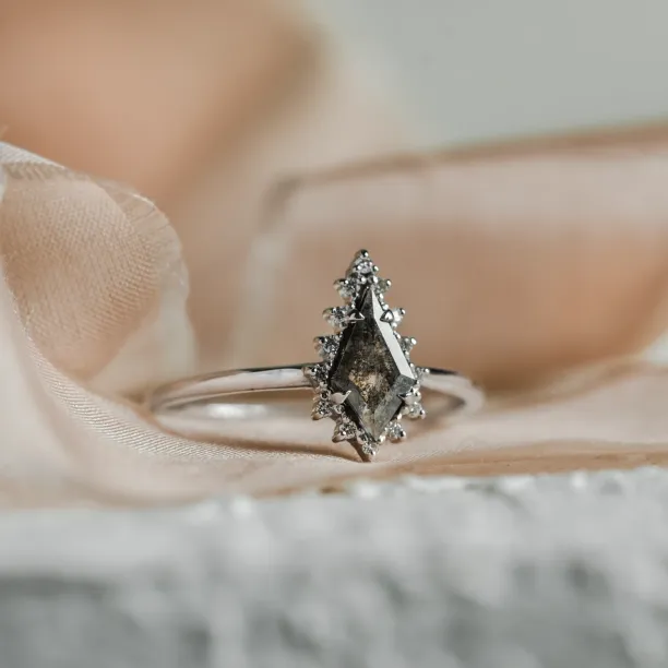 Zlatý cluster prsten se salt'n'pepper diamanty DOMIZOS Image