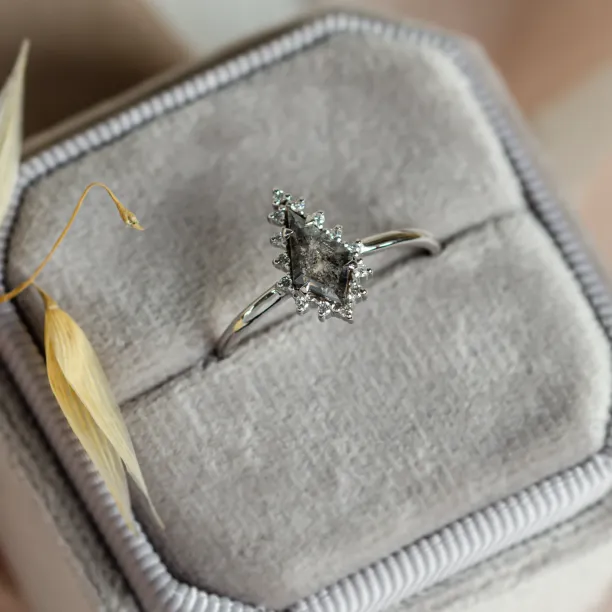 Zlatý cluster prsten se salt'n'pepper diamanty DOMIZOS Image