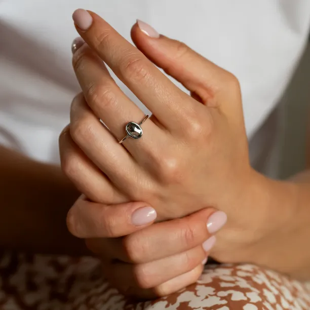 Zlatý prsten s oválným diamantem salt and pepper ONORATO Image