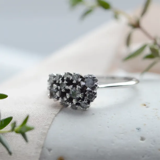 Zlatý cluster prsten se salt and pepper diamanty SEVERINOS Image