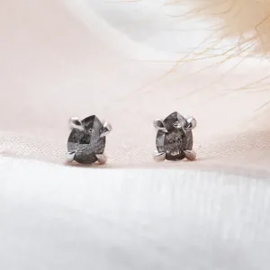 Gold minimalist earrings with salt and pepper diamonds STELLIE Thumbnail