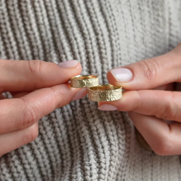 Unusual moon surface wedding bands LUNARIUM Image