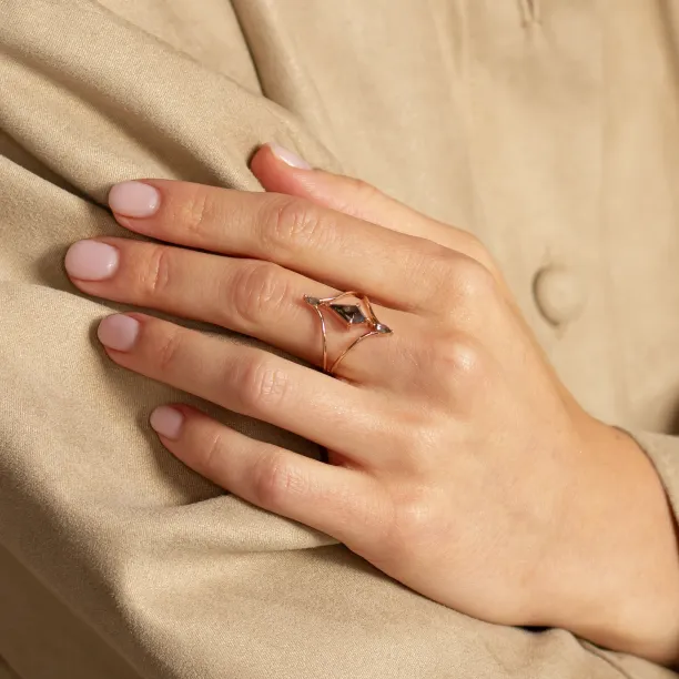 Luxusní dvojitý prsten se salt'n'pepper diamanty SPLITE Image